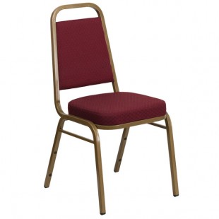 Flash Furniture FD-BHF-1-ALLGOLD-0847-BY-GG Hercules Burgundy Pattern Fabric Trapezoidal Back Stackable Banquet Chair with Gold Frame