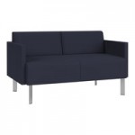Lesro Luxe Lounge Series Open House Navy Fabric 3-Seat Bench with Steel Legs Lesro Luxe Lounge Series Open House Navy Fabric 3-Seat Bench with Steel Legs