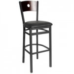 BFM Seating Darby Sand Black Customizable Metal Side Chair with Walnut Wooden Back and 2