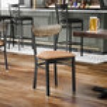 Lancaster Table & Seating Boomerang Black Finish Chair with Light Brown Vinyl Seat and Driftwood Back - Unassembled Lancaster Table & Seating Boomerang Black Finish Chair with Light Brown Vinyl Seat and Driftwood Back - Unassembled