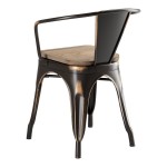 Lancaster Table & Seating Alloy Distressed Copper Indoor Arm Chair with Gray Wood Seat