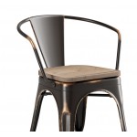 Lancaster Table & Seating Alloy Distressed Copper Indoor Arm Chair with Gray Wood Seat