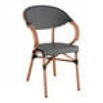 Lancaster Table & Seating Bistro Black and White Checkered Weave Rattan Outdoor Arm Chair