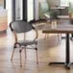 Lancaster Table & Seating Bistro Black and White Checkered Weave Rattan Outdoor Arm Chair