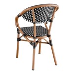 Lancaster Table & Seating Bistro Black and White Checkered Weave Rattan Outdoor Arm Chair