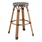 Lancaster Table & Seating Bistro Black and White Checkered Weave Rattan Outdoor Arm Chair