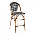 Lancaster Table & Seating Bistro Black and White Checkered Weave Rattan Outdoor Arm Chair