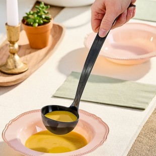 Visions 3 oz. Black Disposable Plastic Ladle - 48/Case Visions 3 oz. Black Disposable Plastic Ladle - 48/Case