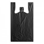 Choice 1/6 Standard Size Black Unprinted Embossed Extra Heavy-Duty Plastic T-Shirt Bag - 150/Case