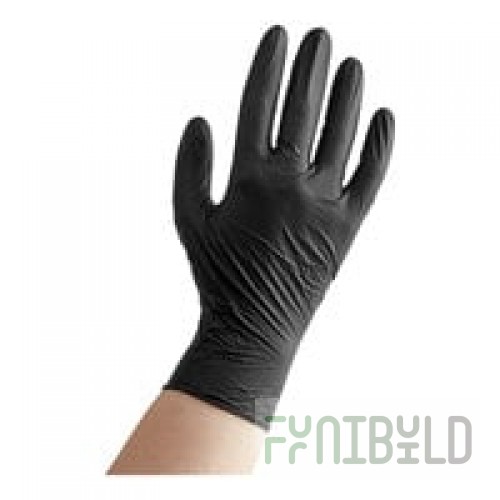 Noble Powder-Free Disposable Black Hybrid 3.5 Mil Thick Gloves - Large - 100/Box