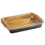 Choice Heavy Duty Smoothwall Black and Gold Extra Large Oblong Foil Entree / Take-Out Pan with Dome Lid 108 oz. - 25/Case Choice Heavy Duty Smoothwall Black and Gold Extra Large Oblong Foil Entree / Take-Out Pan with Dome Lid 108 oz. - 25/Case