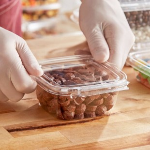 Inline Plastics Safe-T-Fresh 12 oz. Tamper-Resistant, Tamper-Evident Square Hinged Container with Flat Lid - 288/Case Inline Plastics Safe-T-Fresh 12 oz. Tamper-Resistant, Tamper-Evident Square Hinged Container with Flat Lid - 288/Case