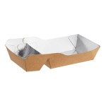 Carnival King 11 oz. Small Two-Compartment Foiled Paper Food Tray 5 1/2