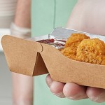 Carnival King 11 oz. Small Two-Compartment Foiled Paper Food Tray 5 1/2