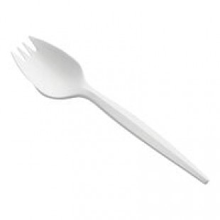 Choice Medium Weight White Polypropylene Plastic Spork - 1,000/Case