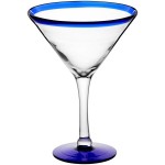 Acopa Tropic 15 oz. Martini Glass with Blue Rim and Base - Sample