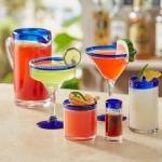 Acopa Tropic 15 oz. Martini Glass with Blue Rim and Base - Sample