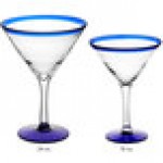 Acopa Tropic 15 oz. Martini Glass with Blue Rim and Base - Sample