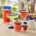 Acopa Tropic 15 oz. Martini Glass with Blue Rim and Base - Sample