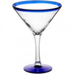 Acopa Tropic 15 oz. Martini Glass with Blue Rim and Base - Sample