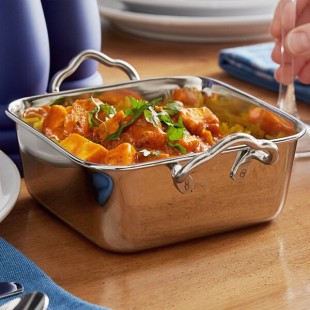 Vollrath 59768 28.2 oz. Square Mini Stainless Steel Roasting Pan with Handles