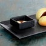 Front of the House Spiral 3 oz. Semi-Matte Black Square Porcelain Ramekin - 12/Case Front of the House Spiral 3 oz. Semi-Matte Black Square Porcelain Ramekin - 12/Case