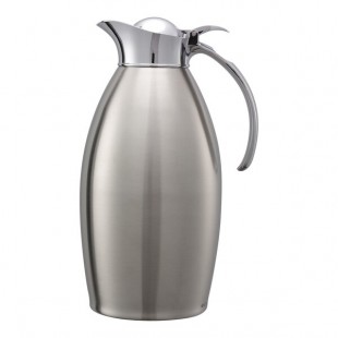 Service Ideas Nicollet 50.7 oz. Brushed Stainless Steel Insulated Carafe / Server with Flip Top Lid NIC15BS