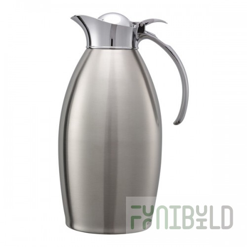 Service Ideas Nicollet 50.7 oz. Brushed Stainless Steel Insulated Carafe / Server with Flip Top Lid NIC15BS