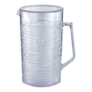 Service Ideas Sculptured Ice 2 Liter Plastic Water Pitcher with Slotted Lid SI2LITCL - 6/Case