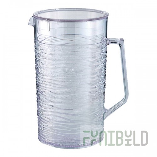 Service Ideas Sculptured Ice 2 Liter Plastic Water Pitcher with Slotted Lid SI2LITCL - 6/Case