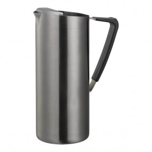 Service Ideas 64.2 oz. Slim Dark Tungsten Stainless Steel Pitcher with Guard X7025BSDTV2