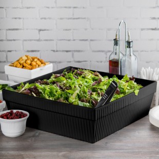 TableCraft CW1494BK 24 Qt. Black Cast Aluminum Square Bowl TableCraft CW1494BK 24 Qt. Black Cast Aluminum Square Bowl