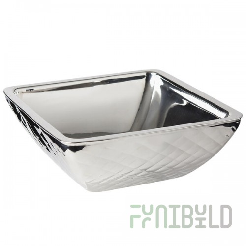 Bon Chef 9334DI Diamond Collection Cold Wave 2 Qt. Stainless Steel Square Triple Wall Bowl