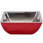 Bon Chef 9334DI Diamond Collection Cold Wave 2 Qt. Stainless Steel Square Triple Wall Bowl