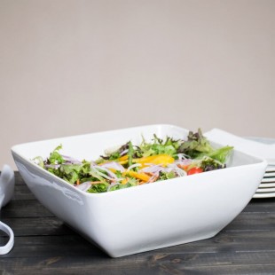10 Strawberry Street WTR-12SQBWL Whittier 64 oz. White Square Porcelain Bowl - 3/Case