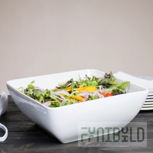 10 Strawberry Street WTR-12SQBWL Whittier 64 oz. White Square Porcelain Bowl - 3/Case