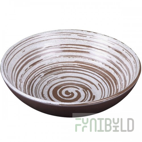Elite Global Solutions Stardust 40 oz. Deep Glossy / Matte White Swirl Melamine Bowl - 6/Case