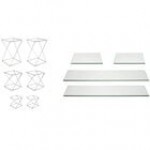 Front of the House Twist 10-Piece White Stainless Steel Riser Set with Smoke Glass Buffet Boards