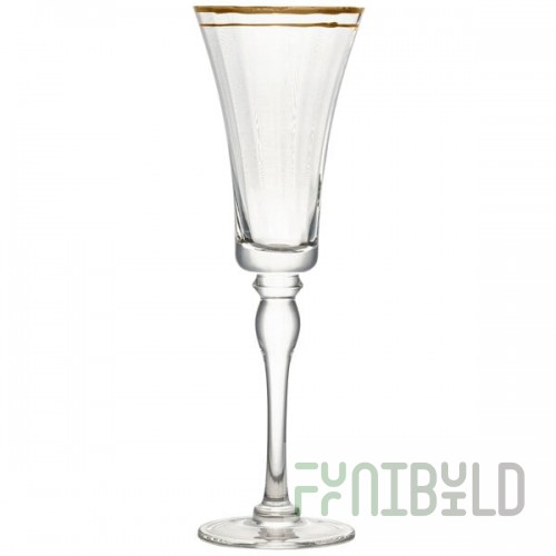 10 Strawberry Street Kate 8 oz. Gold Rimmed Champagne Flute - 4/Pack