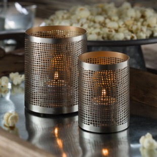 Hollowick 6417 Chantilly Pewter and Gold Perforated Metal Lamp Hollowick 6417 Chantilly Pewter and Gold Perforated Metal Lamp