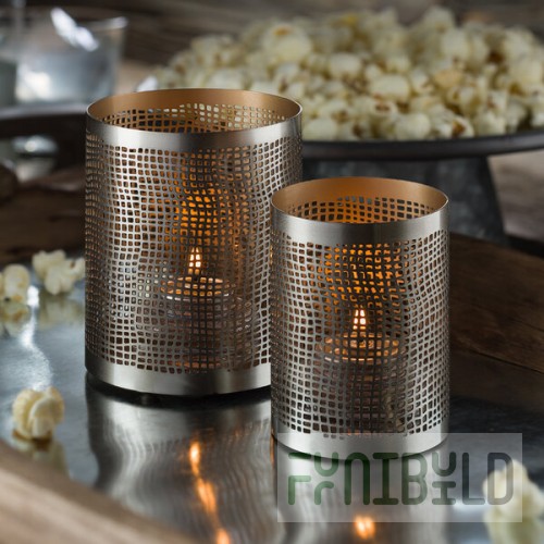 Hollowick 6417 Chantilly Pewter and Gold Perforated Metal Lamp