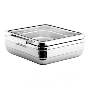 Smart Buffet Ware T-Collection by Front of the House 5.75 Qt. Stainless Steel Square Induction Chafer with Food Pan BCH018MSS18 Smart Buffet Ware T-Collection by Front of the House 5.75 Qt. Stainless Steel Square Induction Chafer with Food Pan BCH018MSS18