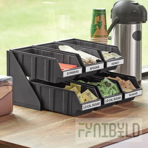 Choice Black 2-Tier Self-Serve Organizer Set with 6 Bins and 2 Label Sheets