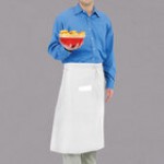 Chef Revival White Poly-Cotton Customizable Bistro Apron with 1 Pocket - 30