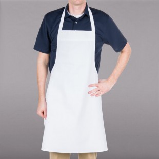 Chef Revival White Poly-Cotton Customizable Bib Apron- 34