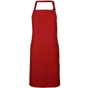 Mercer Culinary M61110RD Genesis® Red Poly-Cotton Bib Apron with Adjustable Neck and 1 Pocket - 33