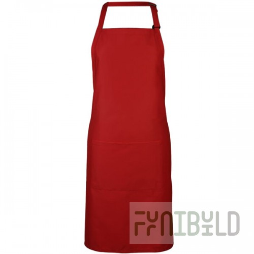 Mercer Culinary M61110RD Genesis® Red Poly-Cotton Bib Apron with Adjustable Neck and 1 Pocket - 33