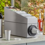 KleanTake by ServSense Stainless Steel Countertop 8-44 oz. Cup Dispenser Cabinet with Lid / Straw / Condiment Organizer - 1 Slot
