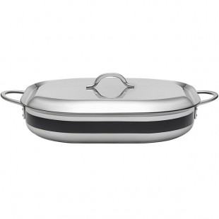 Bon Chef Country French X 5 Qt. Black Stainless Steel Roasting Pan - 71023-CF2-B Bon Chef Country French X 5 Qt. Black Stainless Steel Roasting Pan - 71023-CF2-B