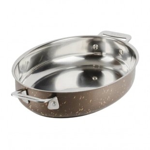 Bon Chef 60002COFFEE Cucina 2.5 Qt. Coffee Stainless Steel Oval Au Gratin Dish